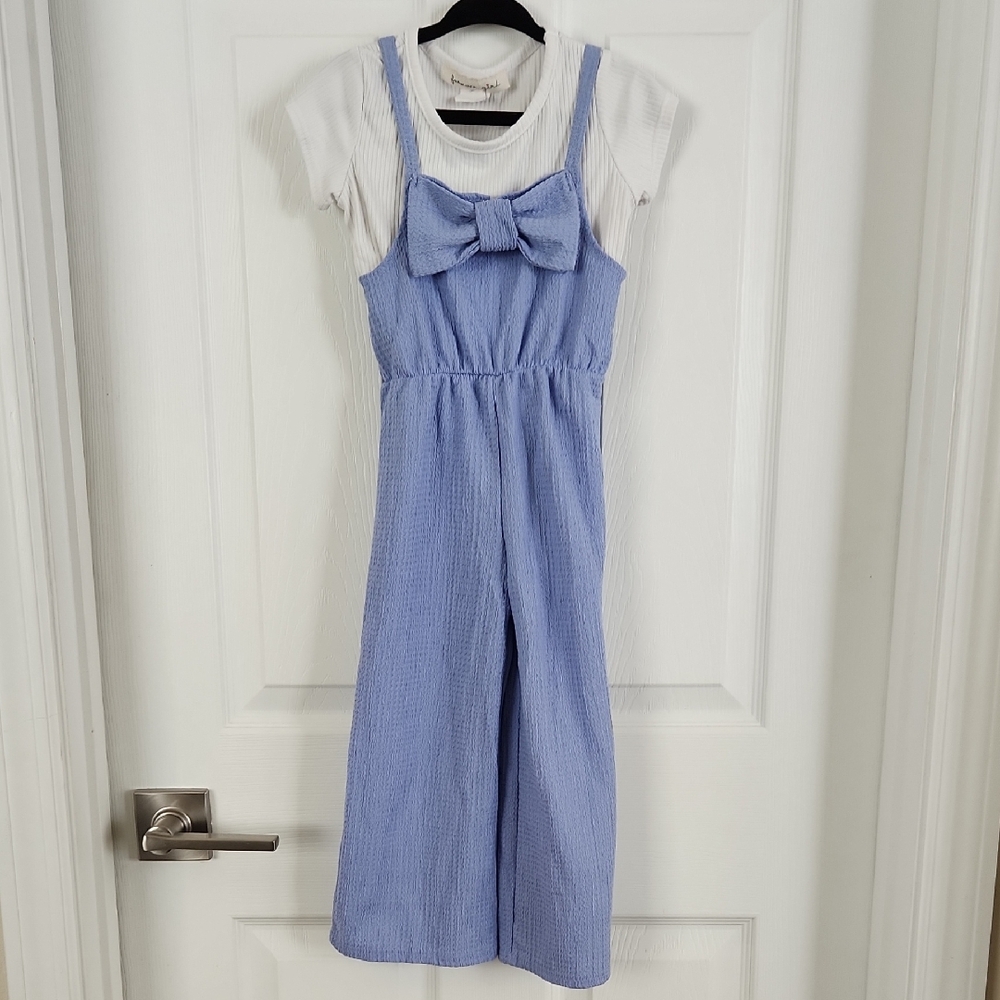 Blue Jumpsuit with Bow Detail
